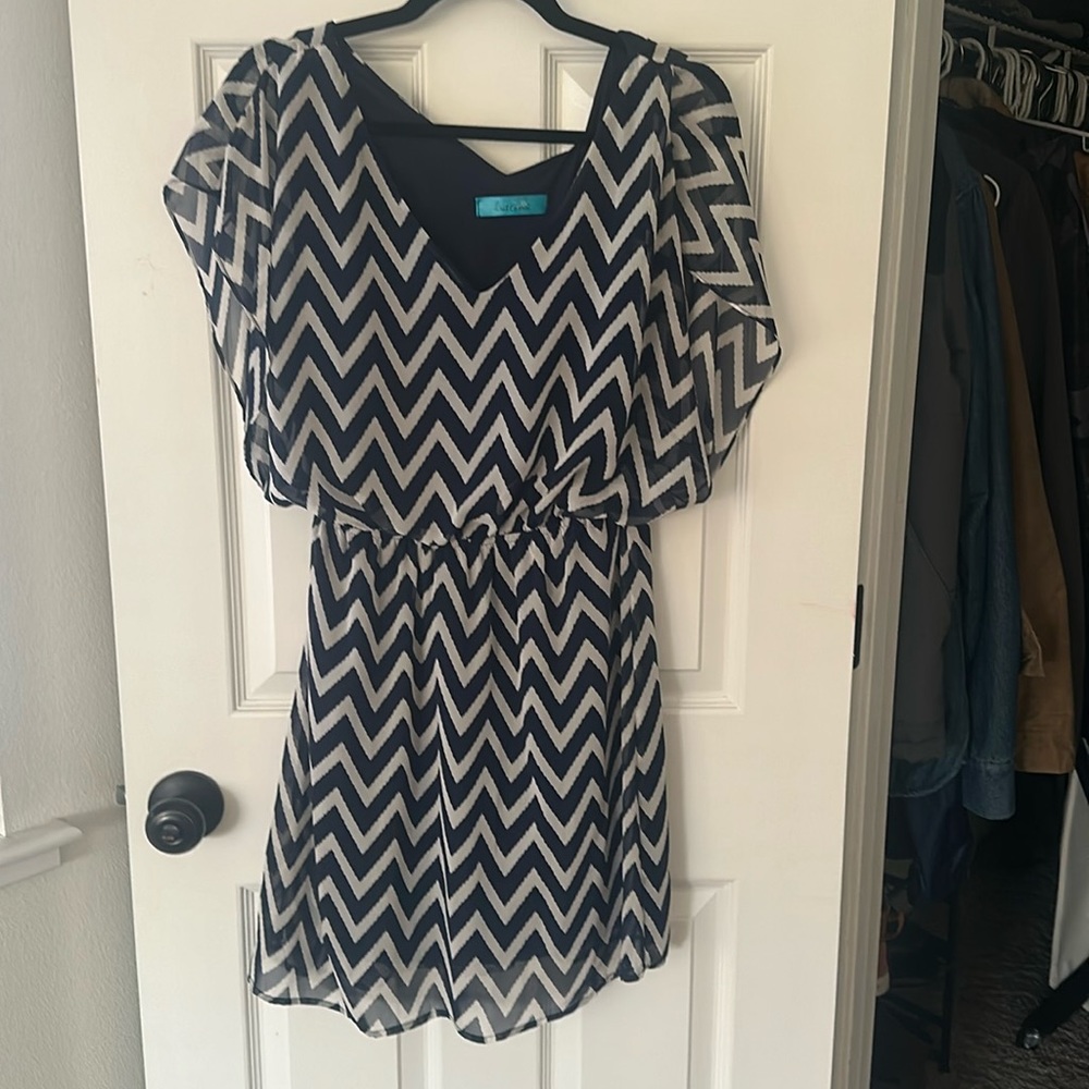 Blue and white dress